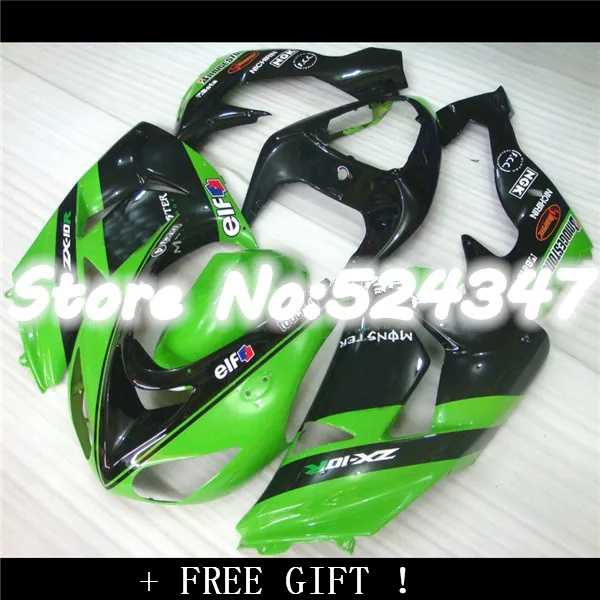 

Wholesale - Top-grade Motorcycle Fairing kit for KAWASAKI Ninja ZX10R 06 07 ZX 10R 2006 2007 ZX-10R 06-07 green gloss black Fair