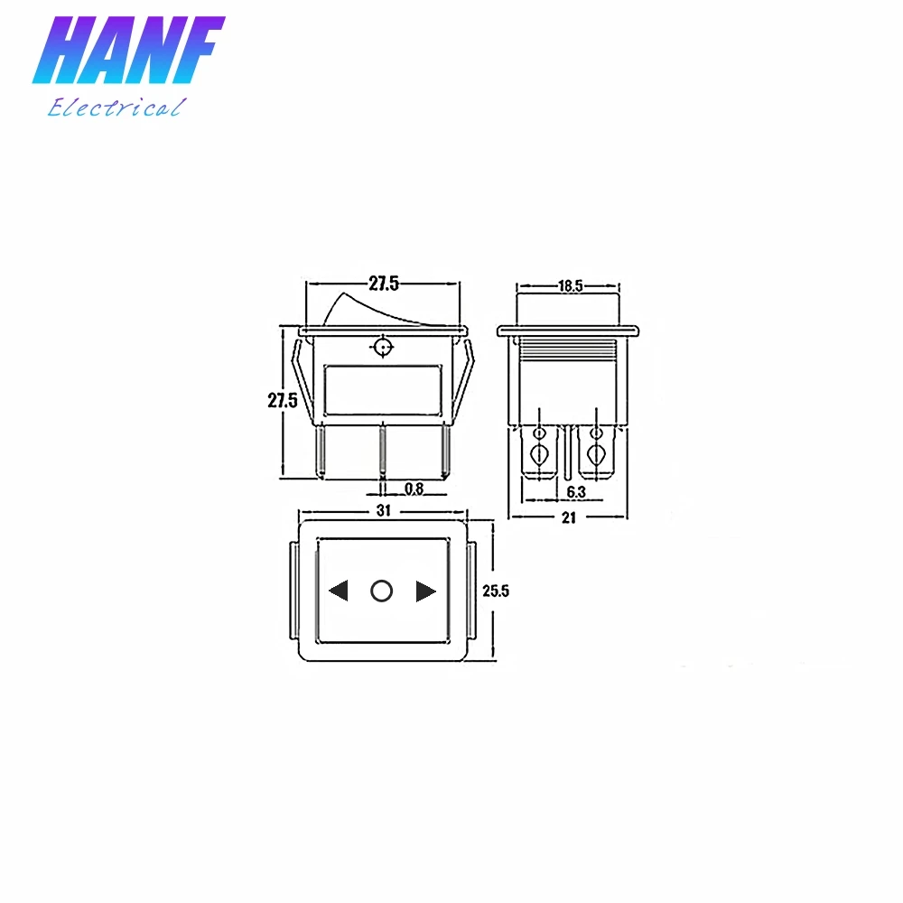 1 шт. 25.5x31мм кулисный переключатель питания 16A/250VAC 20A/125VAC DPDT ВКЛ./ВЫКЛ./вкл. 6pin