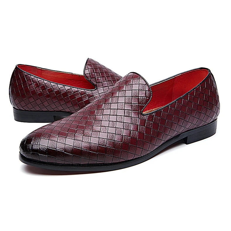 QFFAZ Men Shoes Luxury Brand Braid Leather Casual Driving Oxfords Shoes Men Loafers Moccasins Italian Shoes for Men Flats