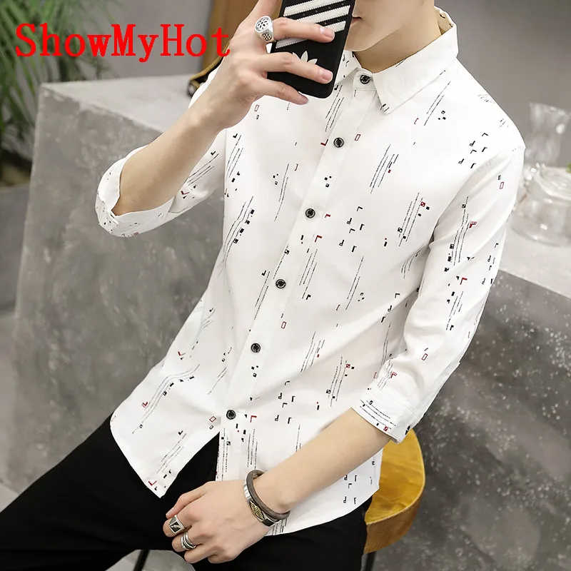 Showmyhot Новые Летние Короткие рукава тонкий печатных Camisa хлопок Рубашки для