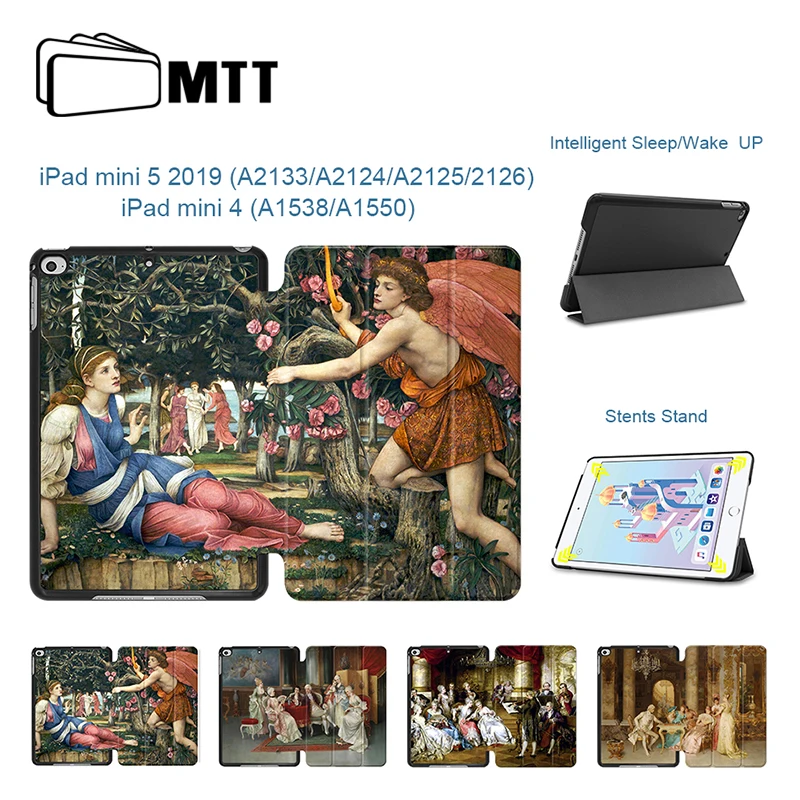 MTT чехол для iPad Mini 5 Тонкий чехол из искусственной кожи с откидной крышкой для iPad Mini 4 7,9 ''Классический чехол для планшета с масляной росписью