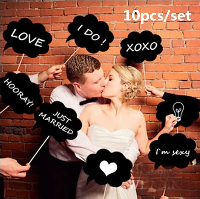 DIY 10 шт черные карты 10 шт палочки+ Мел+ клей фото стенд реквизит любовь DIY Фотография Свадебные украшения вечерние фотобудки PB006