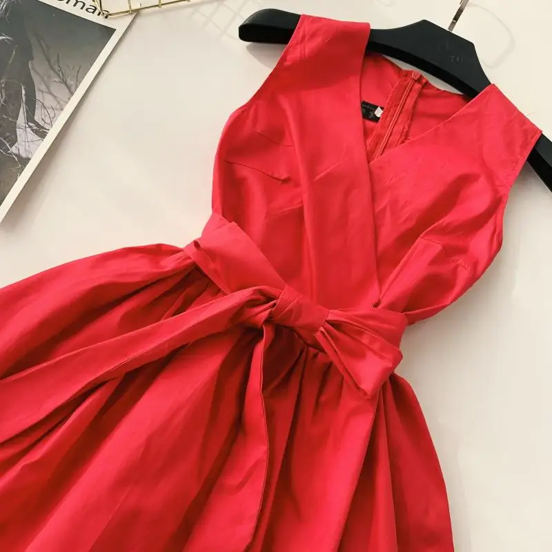 ALPHALMODA, летнее женское платье принцессы без рукавов с двойным слоем, с высокой талией, с поясом, для девушек, бальное платье, милое, с оборками, Vestidos