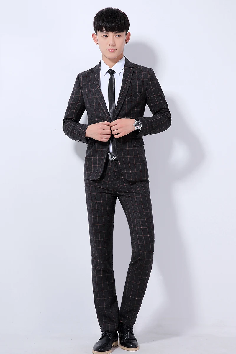 Мужской костюм брюки клетчатые не гладить деловые формальные высокое качество