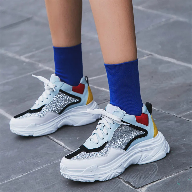 Женские кроссовки на плоской подошве FEDONAS дышащие платформе с закругленным