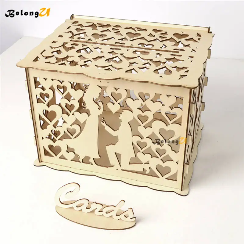 Винтажная Подарочная денежная коробка DIY для свадебных карт с замком со слотом