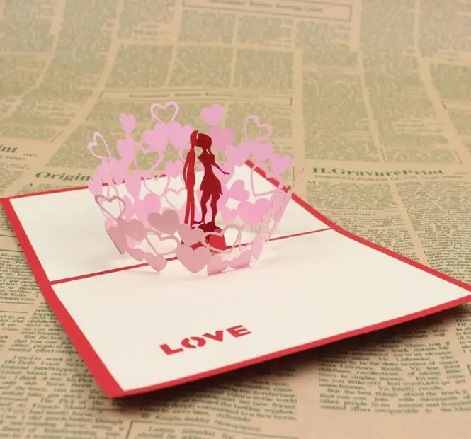 10 шт. полые жениха поцелуй невесты Киригами ручной работы Оригами 3D всплывающие