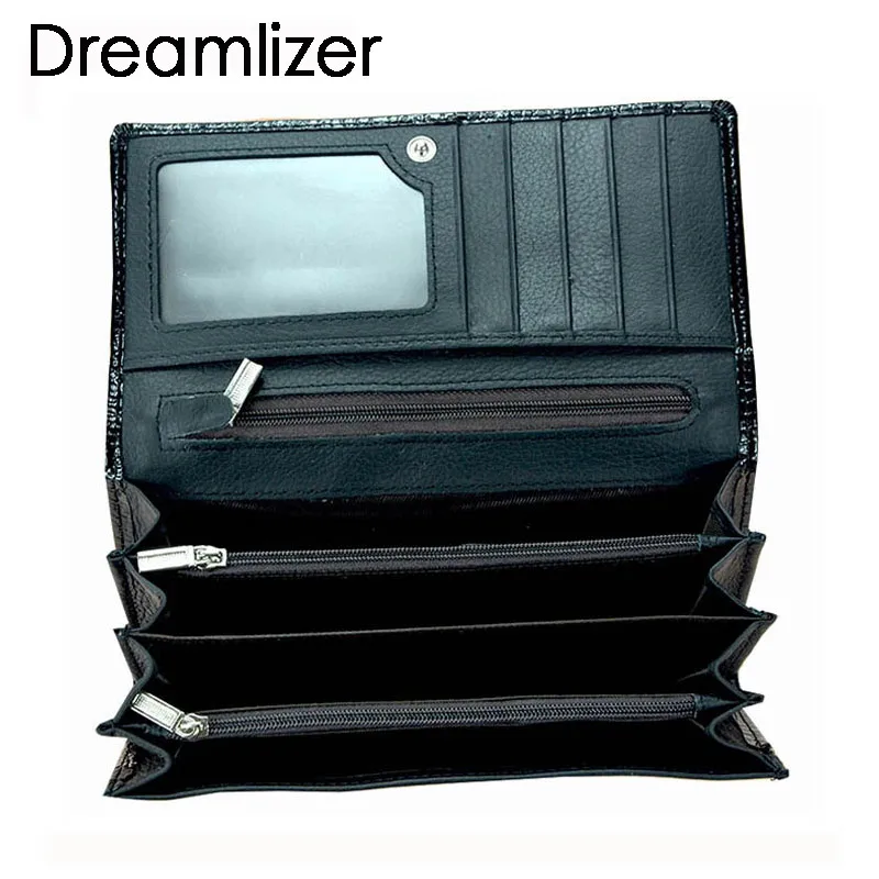 Женский кошелек Dreamlizer из мягкой кожи крокодила двойной натуральной на молнии для