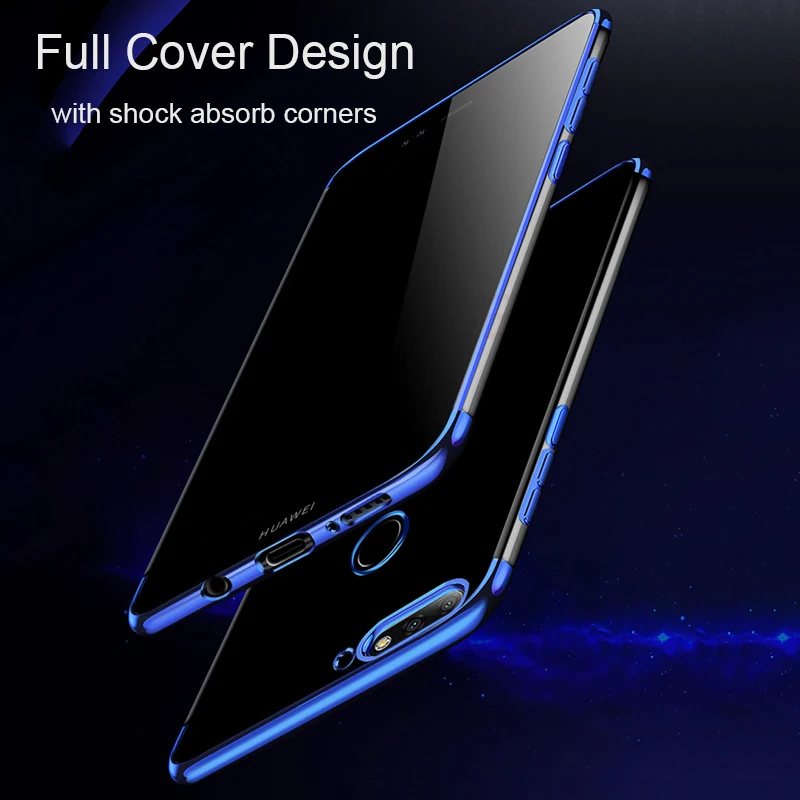 Роскошный чехол для Honor 7A Pro мягкий бампер прозрачный ТПУ силиконовый с покрытием