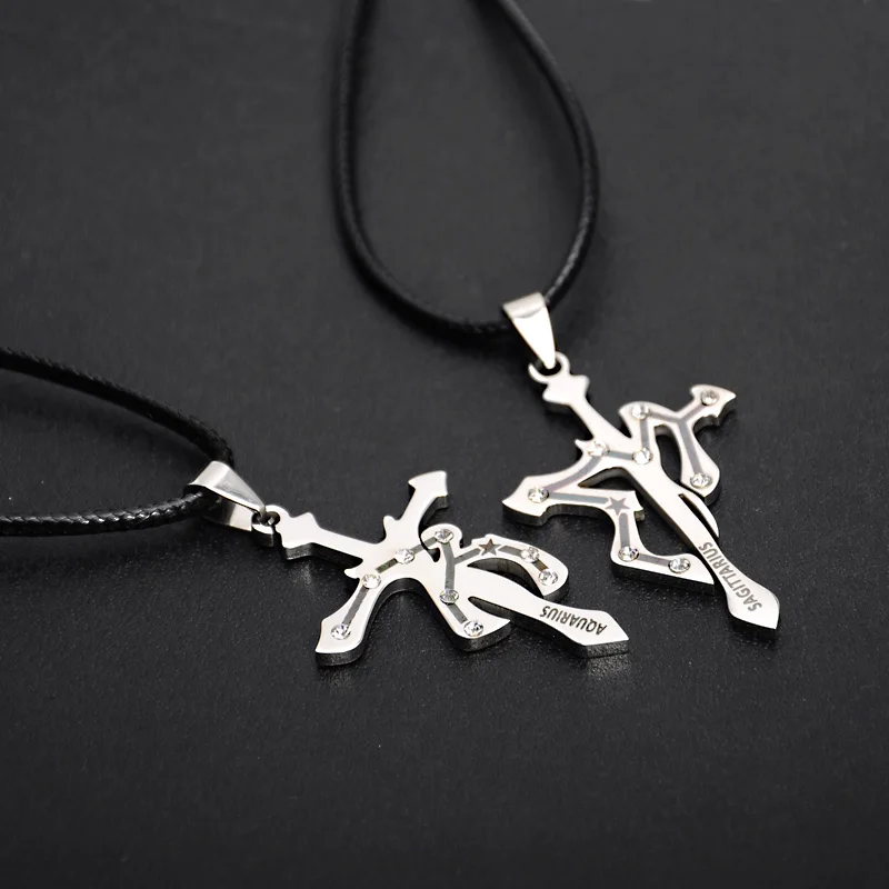 12 созвездий из нержавеющей стали хрустальный крест подвески ожерелье для женщин