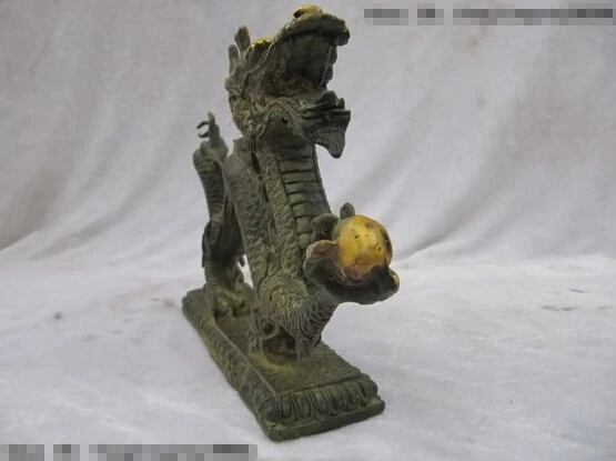 SCY Collectible bronze lion statue S0261 China Folk collection classical Bronze Gilt Lucky Fly Dragon Play Bead statuary B0403 | Дом и сад