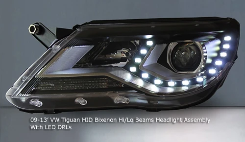 1 комплект HID биксенон Hi/Lo лучи фары в сборе с светодиодные дневные ходовые огни для VW Volkswagen Tiguan 2009-2013, Plug& Play