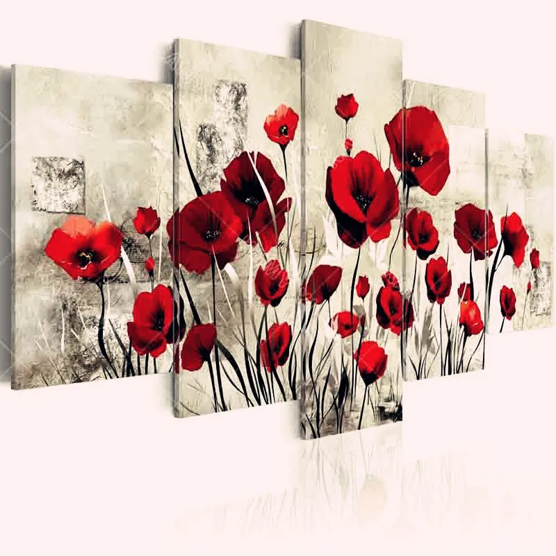 Многокартинная полная квадратная дрель Алмазная вышивка Poppy Flowers 5D DIY картина