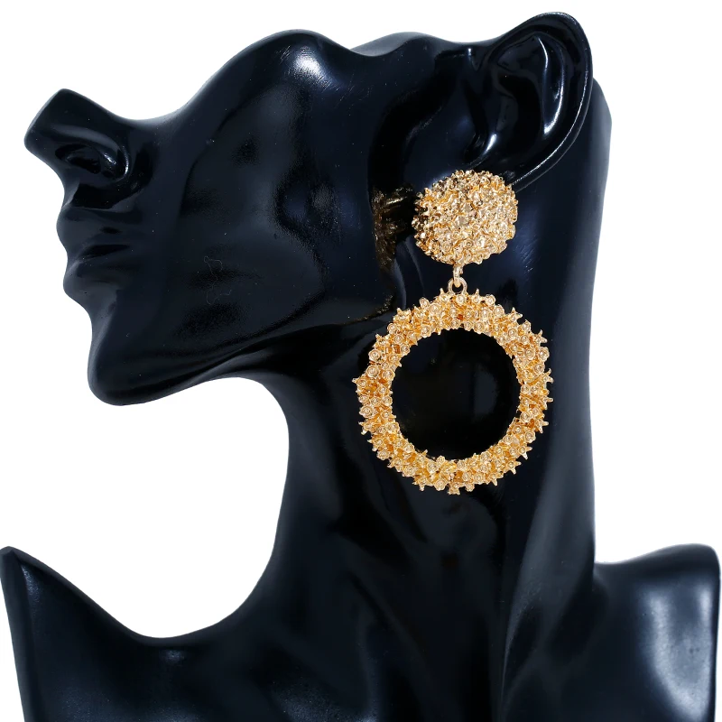 

Bohemia Round Drop Earrings Woman Exquisite Luxury Vintage Dangle Earrings For Women Statement Earings India Jewelry