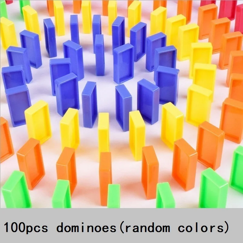 100pcs Dominoes 100 шт домино блоки детские цветные сортировочные детские ранние яркие домино Игры развивающие игрушки для детей подарок поезд пластиковая игрушка - Цвет: 100pcs Dominoes