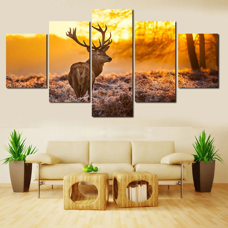 

full 5D DIY Diamond Embroidery 5 pcs/set Animal Deer Diamond Painting Cross Stitch forest Deer mosaic Needlework Home Decorative