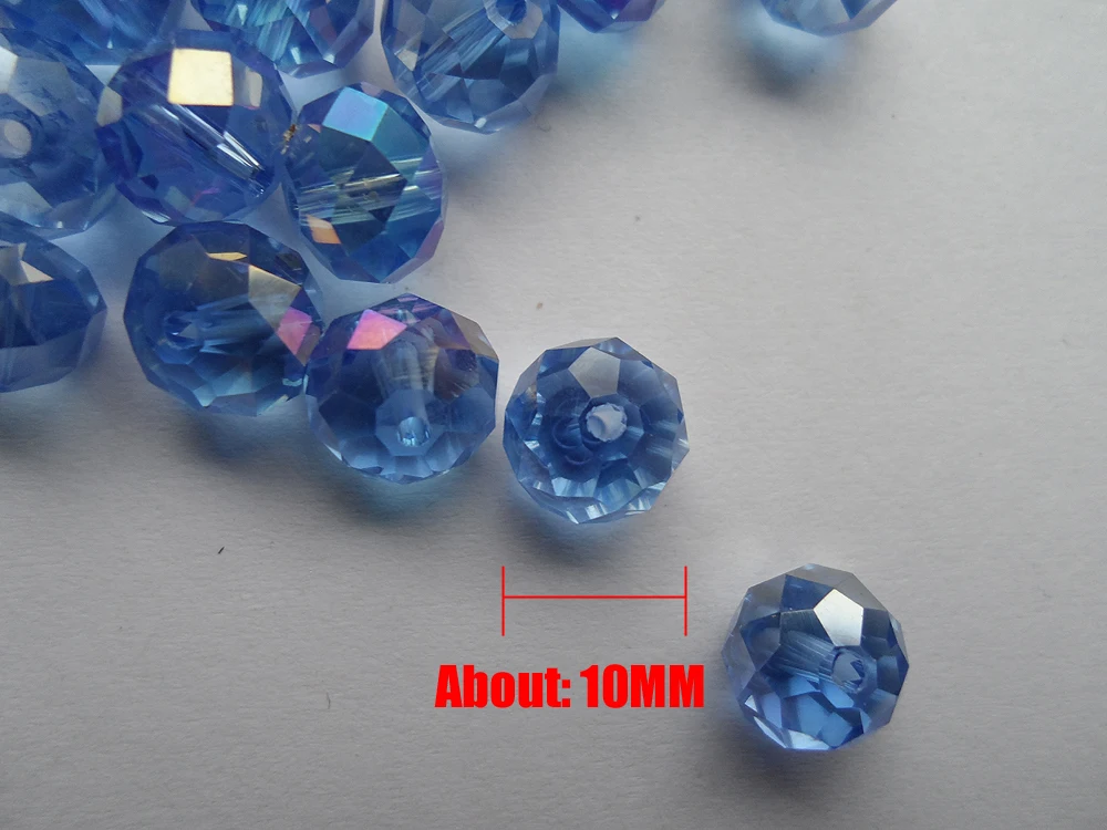 Модные плоские небесно голубые Кристальные бусины 10 мм с покрытием AB цвета