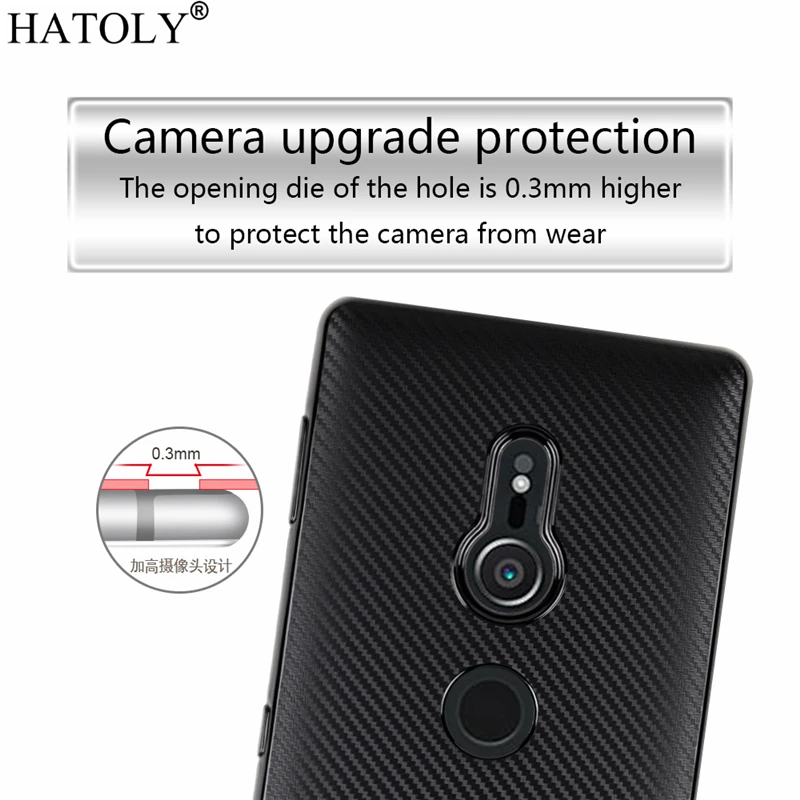 HATOLY For Fundas Sony Xperia XZ2 Case Ultra-thin Soft TPU Carbon Fiber Back Cover for H8216 H8266 H8296 |