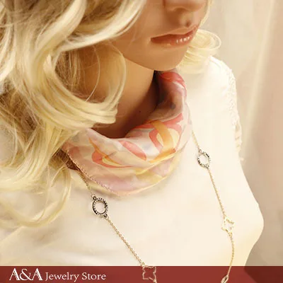 Длинное Ожерелье Золотого Цвета Модный Стиль Для Женшины Бесплатная Доставка