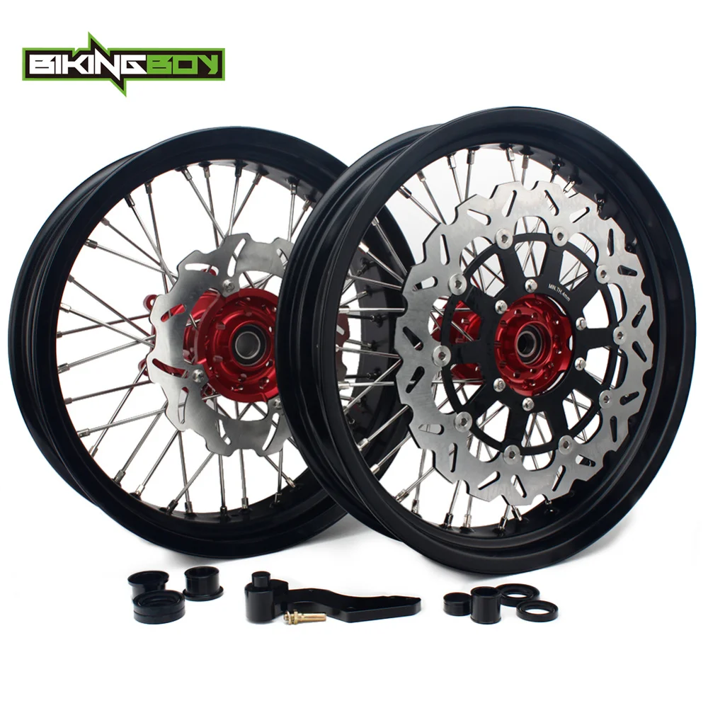 BIKINGBOY 17&quot Front Rear Wheels Rims Hubs Discs Bracket Sprocket Set For Honda CRF 250 450 R CRF450R 2015 2016 2017 | Автомобили и