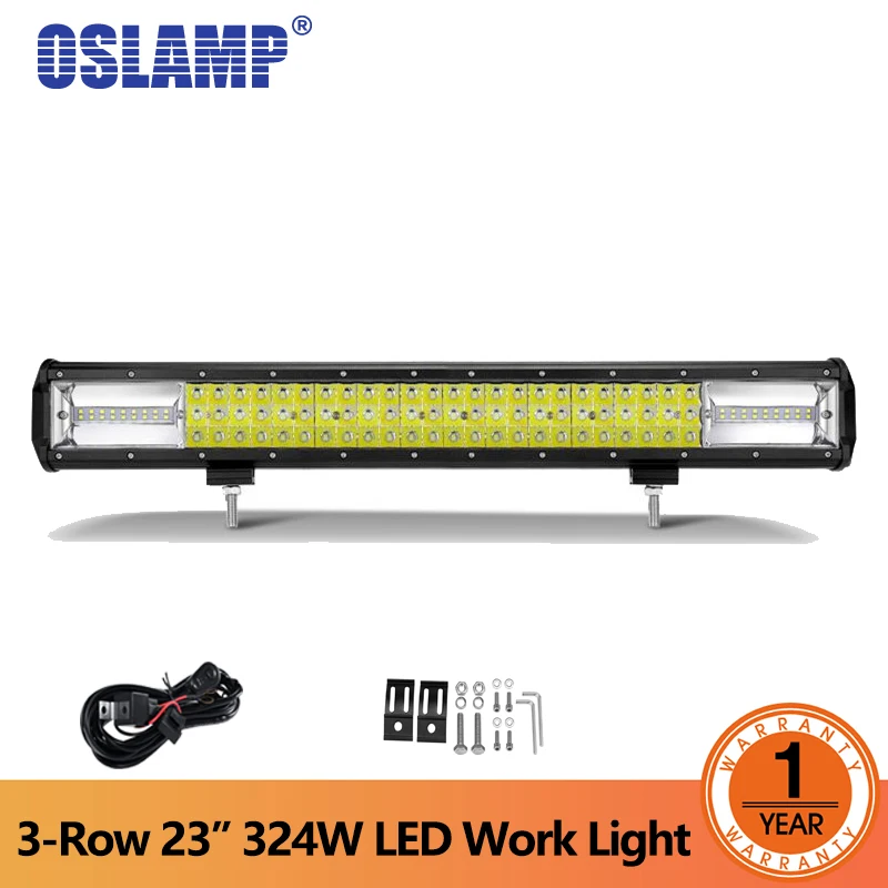 Oslamp 3 рядная 23 дюйма 324 Вт Светодиодная рабочая световая панель для внедорожного