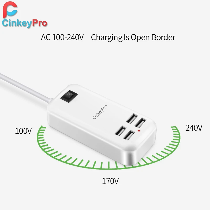 Cinkeypro ЕС Plug 4 порта несколько зарядное устройство USB 15 Вт 3A Smart адаптер мобильного