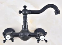 black oil rubbed antique brass double cross handles swivel spout kitchen bathroom tub sink faucet mixer water taps anf463
