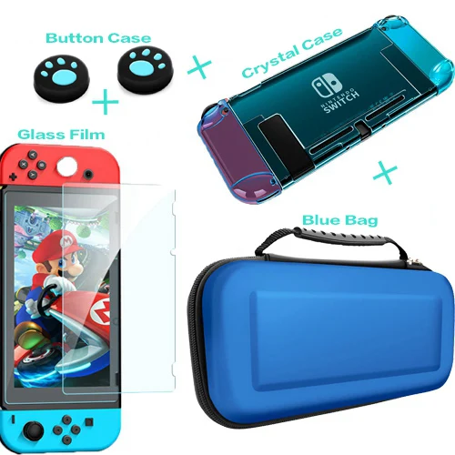 Kit 4 Жесткий защитный чехол из поликарбоната для kingd Switch NS NX чехол прозрачный Кристальный корпус консоль контроллер аксессуары с подставкой Чехол s - Цвет: Kit 4