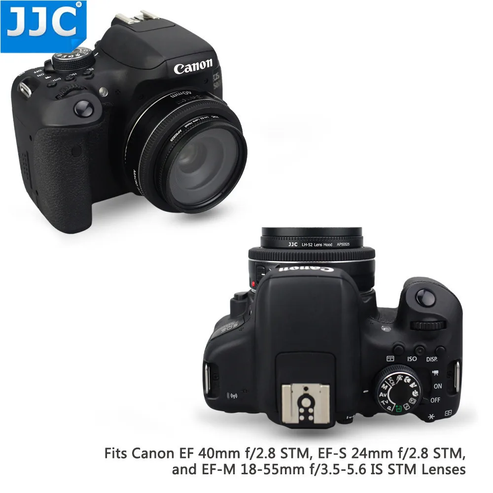 JJC металлическая бленда для Canon EF 40 мм f/2,8 STM, EF-S 24 мм f/2,8 STM, EF-M 18-55 мм f/3,5-5,6 IS STM замена Canon ES-52