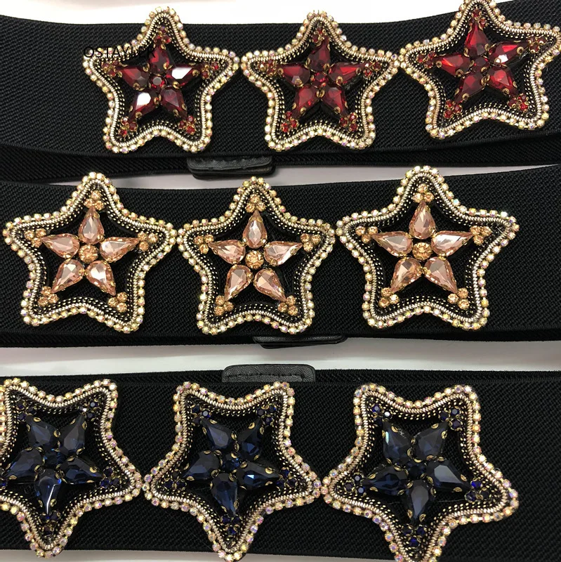

Colorful Bling Star Women Elastic Waistband Luxury Crystal Bead Corset Waist Belts Fashion Designer Ladies Caestus Cummerbund