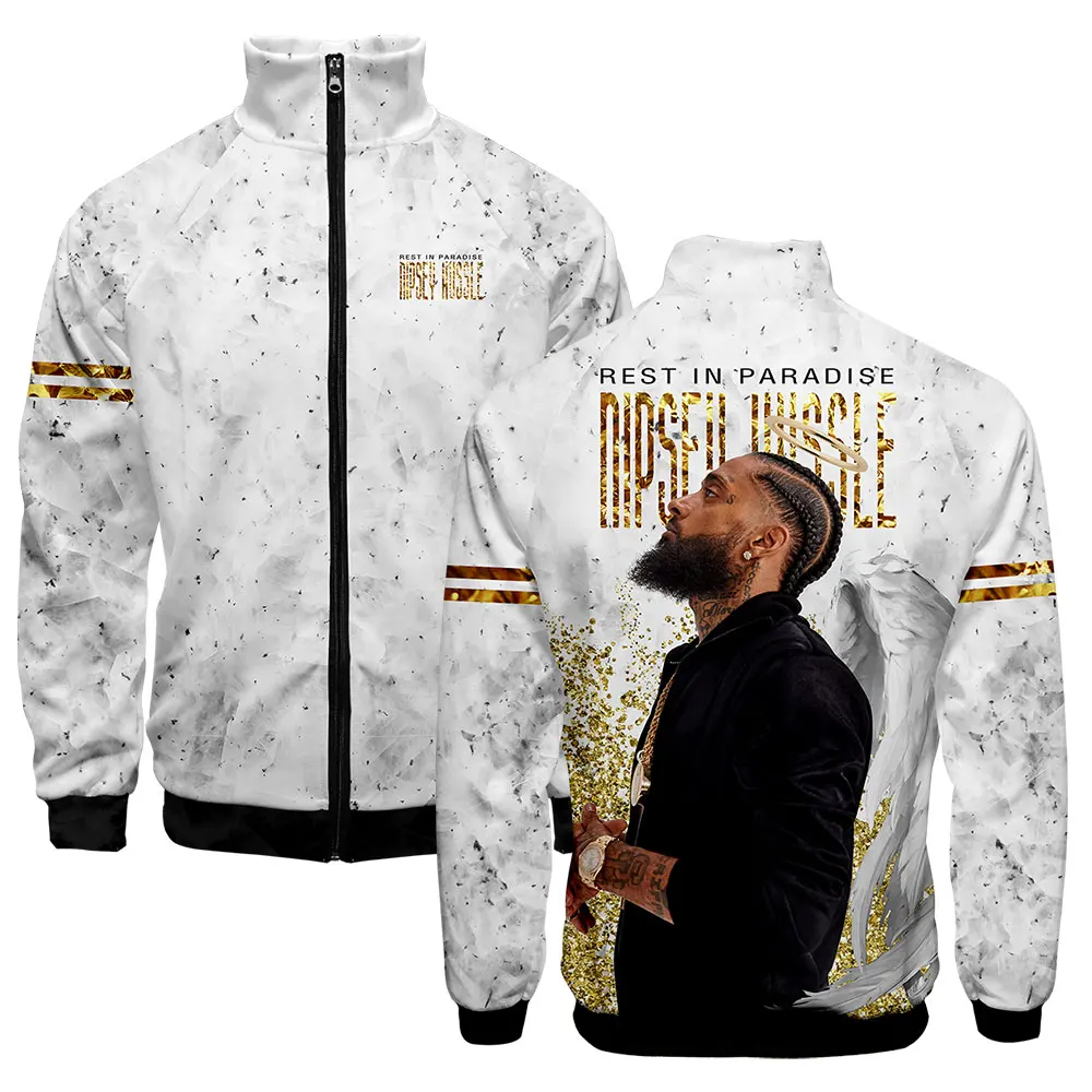 LUCKYFRIDAY NIPSEY HUSSLE Для мужчин s летняя куртка Для мужчин молнии уличная Стенд воротник моды 3D одежда с принтом в стиле хип-хоп куртки Повседневное