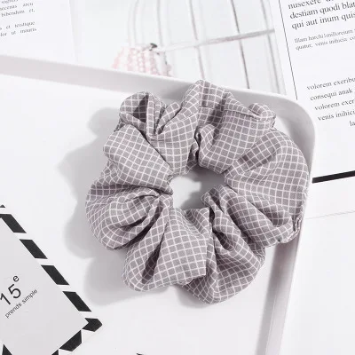 TS15-gray 12cm Новинка, модные женские резинки для волос в полоску, в горошек, в сетку, мягкие резинки для волос, конский хвост, держатель с петлей, эластичная резинка для волос, головной убор - Цвет: TS15-gray 12cm