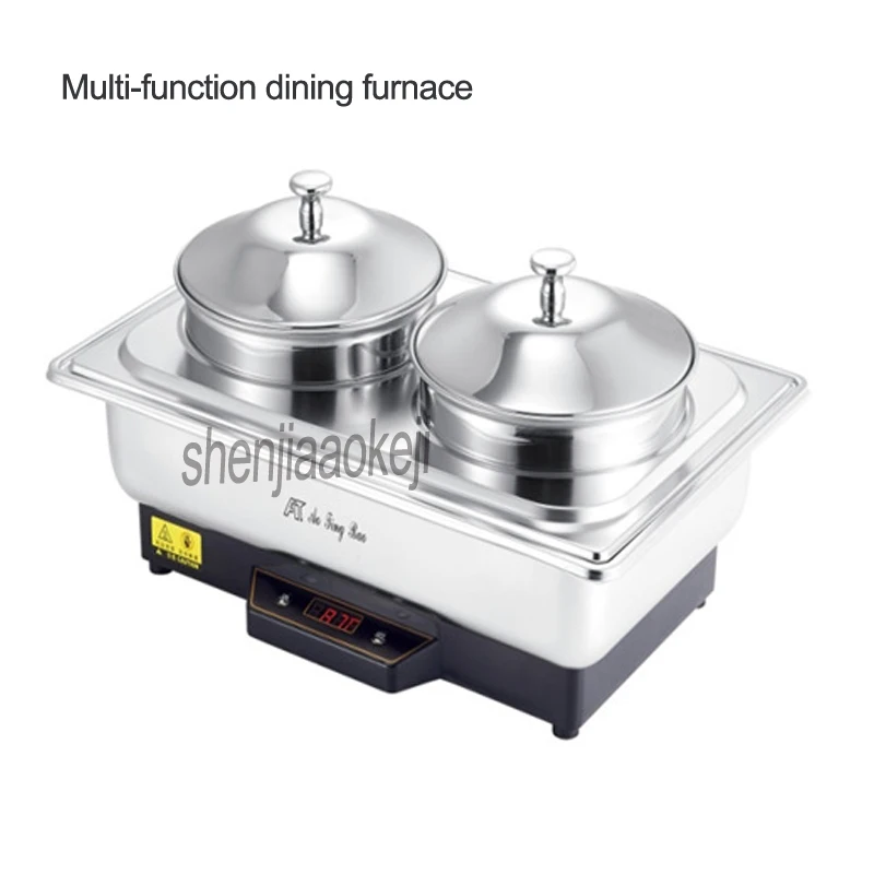 

350w Commercial double soup stove Stainless steel buffet furnace Electric heating restaurant furnace Multi-function soup stove