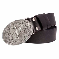 2018 fashion cowskin leather belt men cowboy bull riding metal buckle belt western cowboy genuine leather belt