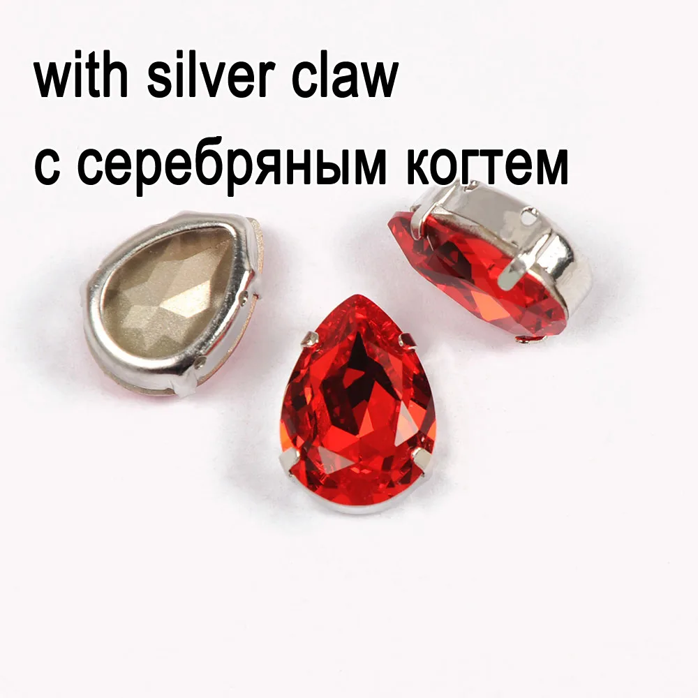 Светильник Siam груша из каплевидного стекла Стразы с плоским основанием пришивные стразы с золотым и серебряным когтями причудливые пришивные камни для одежды аксессуары - Цвет: Crystal with silver