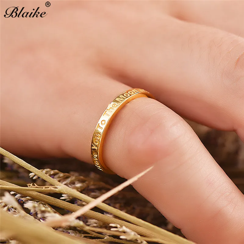 Blaike 925 пробы, серебряные кольца для женщин и мужчин, черное минималистичное кольцо с буквами, женское мужское повседневное тонкое кольцо, хорошее ювелирное изделие