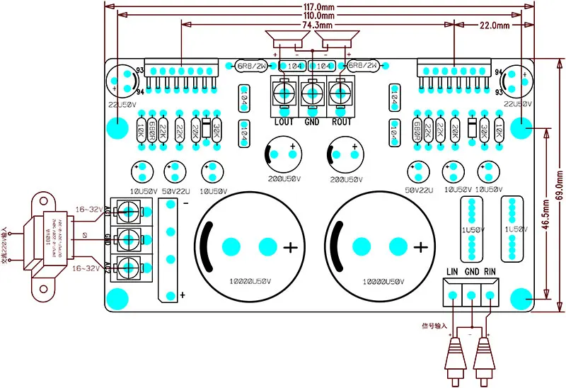 Двойной AC28V TDA7293 100 Вт + двухканальный усилитель мощности 117*69*50 мм|Усилители