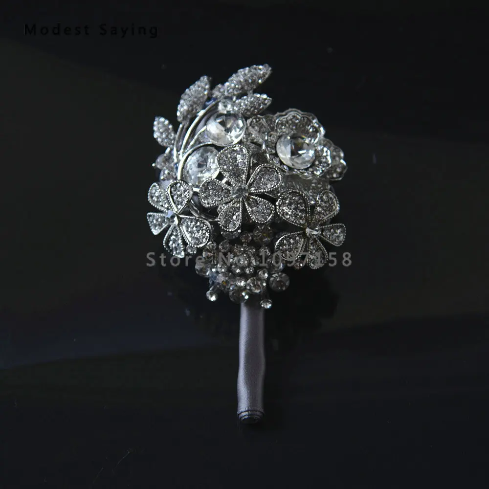 Luxury Dripping Artificial Flowers Sparkly Wedding Bouquets 2017 with Rhinestone Bridal Bridesmaid Accessories | Свадьбы и торжества