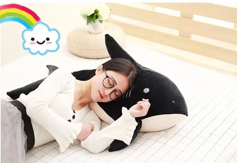 Большая плюшевая игрушка в виде черной акулы мягкая искусственная кукла подарок