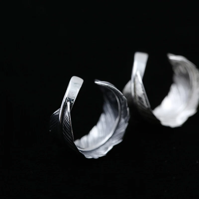 Мужское кольцо из серебра 100% пробы с перьями ювелирное изделие 925 в винтажном