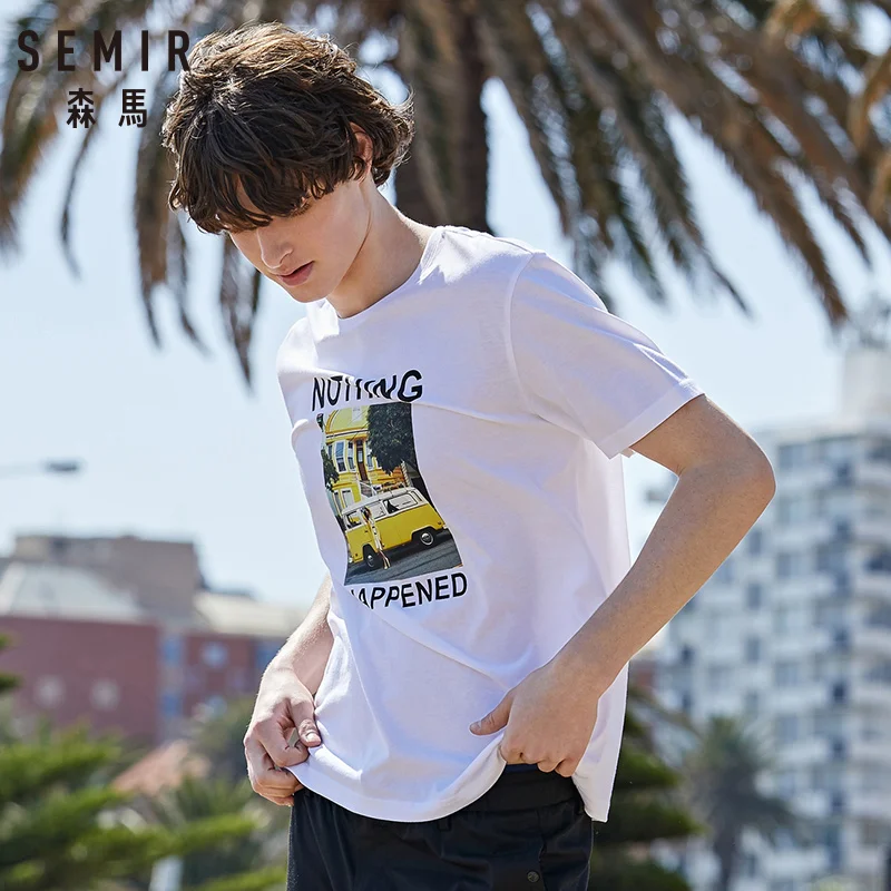 Мужская футболка с коротким рукавом SEMIR Корейская хлопковая Футболка круглым