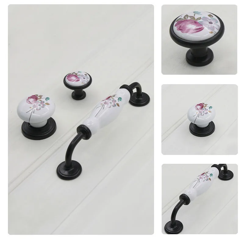 Megairon пастырской Стиль Керамика ручки тянет Винтаж ящика шкафа гардероб комод