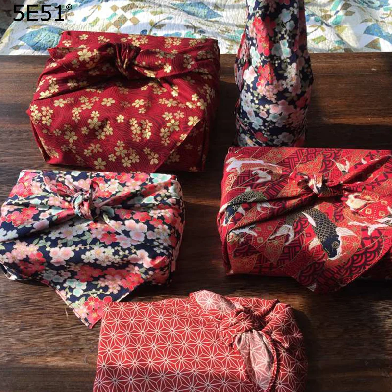 Хлопковая ткань furoshiki 100% в японском стиле с принтом розовой сакуры 70 см|Платки и