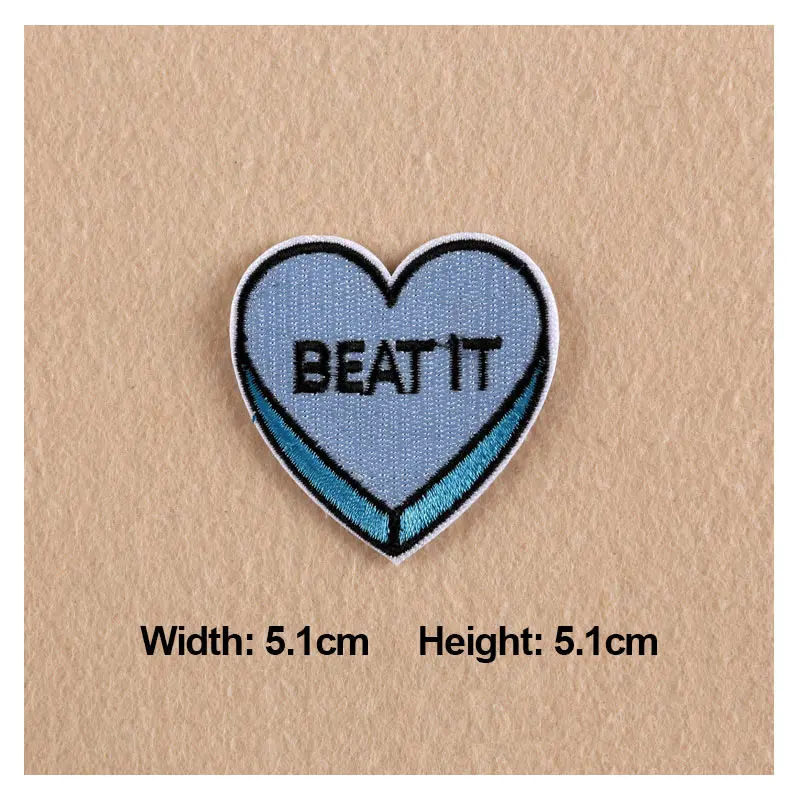 1 шт. патчи для одежды вышивка голубое сердце текст &quotBEAT IT&quot сумки DIY