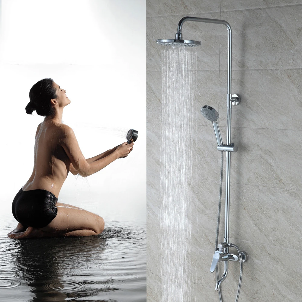 

Shower System Bathroom Shower Faucet Set Adjustable Extension Arm-Wall Mounted Rainfall Shower Head System