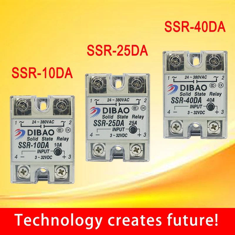 Однофазное твердотельное реле SSR-10DA/SSR25DA/SSR40DA DC control AC SSR в белом корпусе |