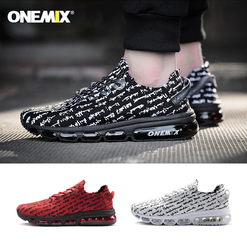 Мужские зимние кроссовки ONEMIX высококачественные вязаные мягкие 350 с воздушной