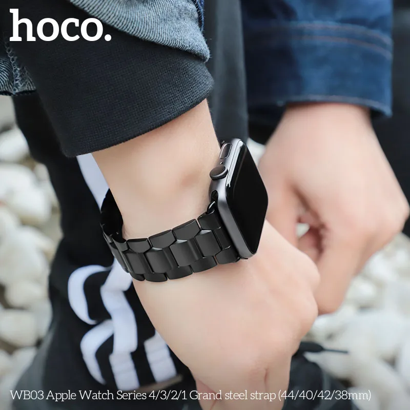 Ремешок HOCO из нержавеющей стали для Apple Watch 1 2 3 4 5 ремешок с пряжкой бабочкой iWatch
