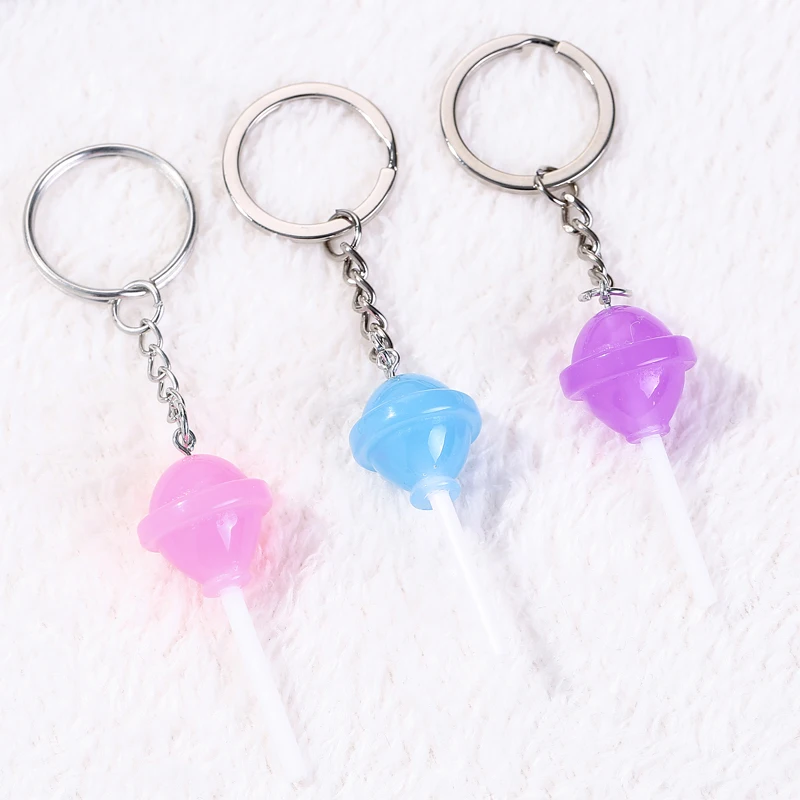 

1Pc 21*57MM Lollipop Keychain Fashion Candy Handbag Keyrings for Woman Fast Food Jewelry Children Gifts