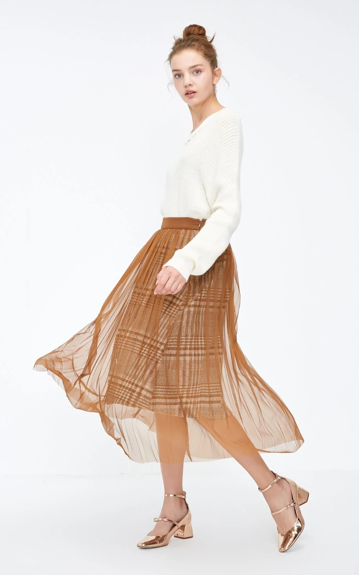 Vero Moda Новая женская OL Gauzy двухъярусная юбка из ткани | 318416509